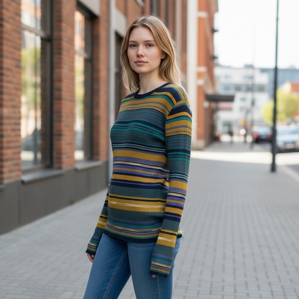 Missoni Striped Crewneck Long Sleeve Sweater